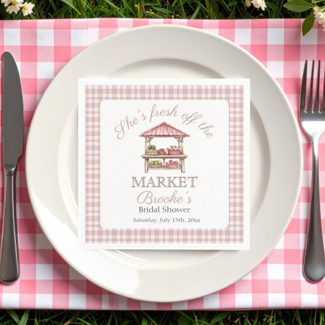 Pink Fresh off the market country Bridal Shower Napkin (Creator Uploaded)