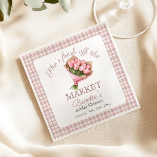Pink Fresh off the market country Bridal Shower Napkin