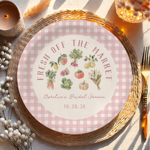 Pink Fresh off the Market Farmers Bridal Shower Paper Plate
