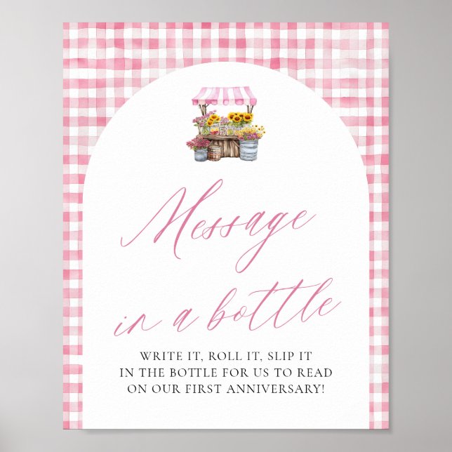 Pink Fresh Off The Market Message In A Bottle Sign (Front)