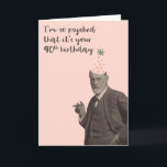 Pink Freud Funny 90th Birthday Card<br><div class="desc">Sigmund Freud is psyched for a 90th birthday. Funny Freud-centric design for anyone who enjoys psychology.</div>
