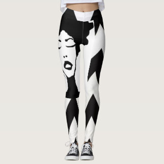 Pink Fro B&W Zig Zag Leggings