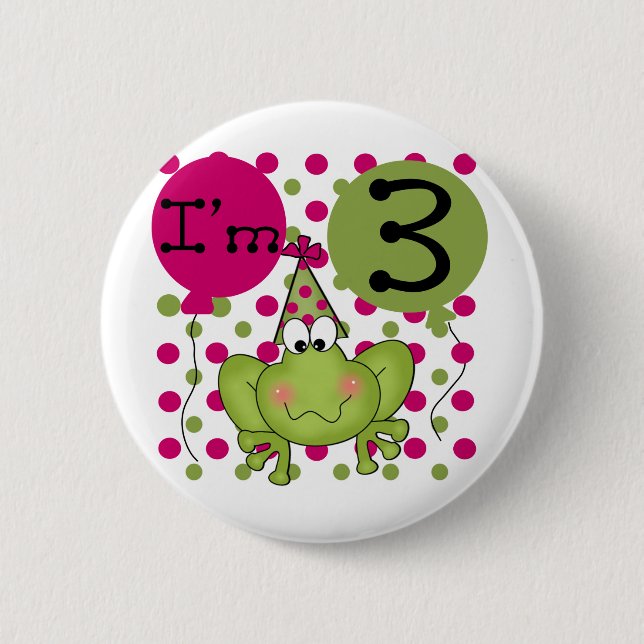 Pink Frog 3rd Birthday Tshirts and Gifts 6 Cm Round Badge (Front)