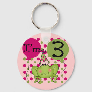 Pink Frog 3rd Birthday Tshirts and Gifts Key Ring