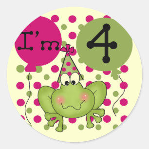 Pink Frog 4th Birthday Tshirts and Gifts Classic Round Sticker
