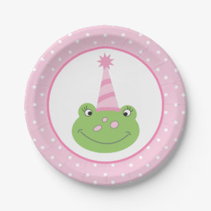Pink Frog Girl Birthday Party Paper Plate