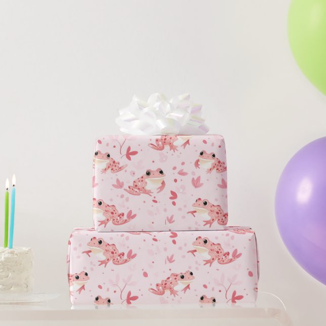 Pink frogs wrapping paper (Party Gifts)