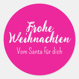 Pink Frohe Weihnachten Merry Christmas in German  Classic Round Sticker