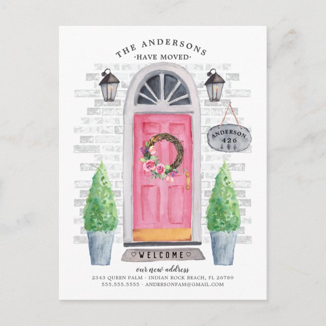 Pink Front Door Moving Announcement (Front)