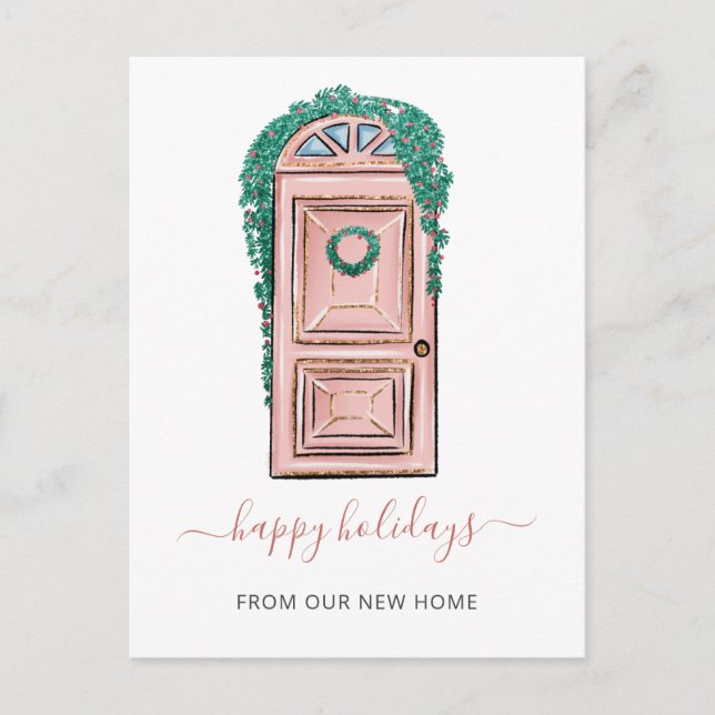 Pink Front Door Weve Moved Holiday Moving Postcard (Front)