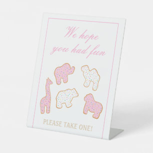 Pink Frosted animal Cookie take a party favour Pedestal Sign