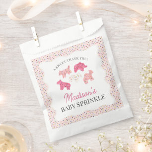 Pink Frosted Animal Cookies Baby Sprinkle Favour Bags