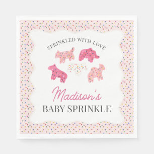 Pink Frosted Animal Cookies Baby Sprinkle Napkin