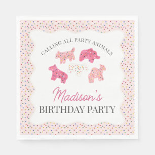 Pink Frosted Animal Cookies Birthday Party Napkin