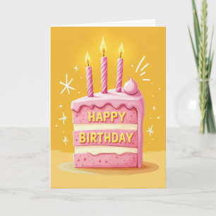 Pink Frosted Cake Birthday Card