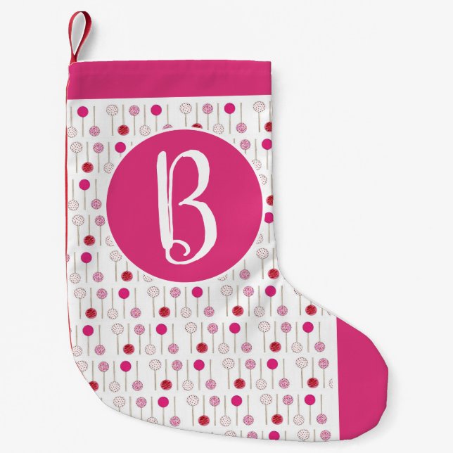 Pink Frosted Cake Pops Bakery Pastry Chef Small Christmas Stocking (Front)