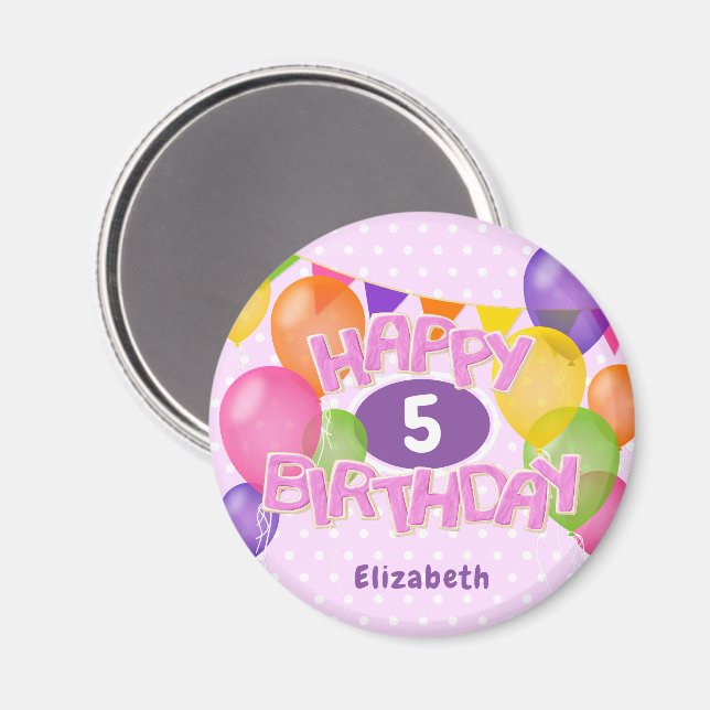 pink frosted cookies w balloons happy birthday magnet (Front/Back)