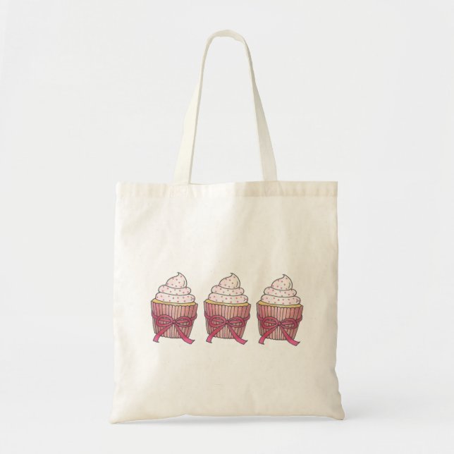 Pink Frosted Cupcake Cupcakes Dessert Tote Bag (Front)