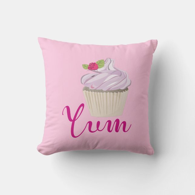 Pink Frosted Cupcake Yum! Cushion (Front)