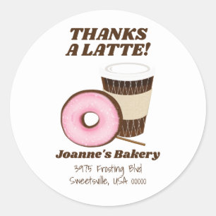Pink Frosted Doughnut and Coffee Thank You Classic Round Sticker