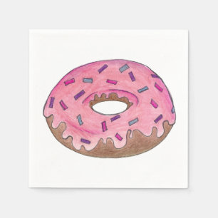 Pink Frosted Doughnut Doughnut w/ Sprinkles Napkin