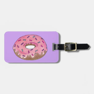 Pink Frosted Doughnut Sprinkles Doughnut Junk Food Luggage Tag