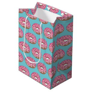 Pink Frosted Doughnut Sprinkles Doughnut Junk Food Medium Gift Bag
