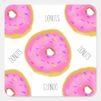 Pink Frosted Doughnuts Doughnuts Doughnuts Square Sticker