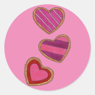 Pink Frosted Heart Valentine's Day Cookie Love Classic Round Sticker