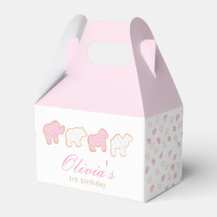 Pink Frosted sprinkle Animal Cookie birthday guest Favour Box