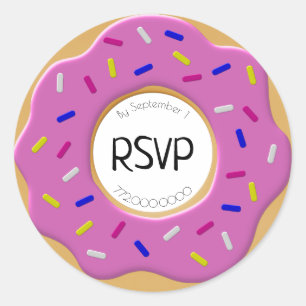 Pink Frosted Sprinkles RSVP Doughnut Envelope Seal