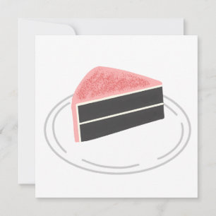 Pink Frosting Chocolate Cake Slice For Bakers Invitation