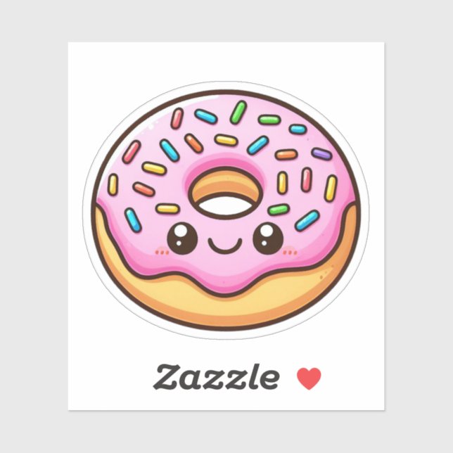 Pink Frosting Doughnut Custom-Cut Vinyl Stickers (Sheet)