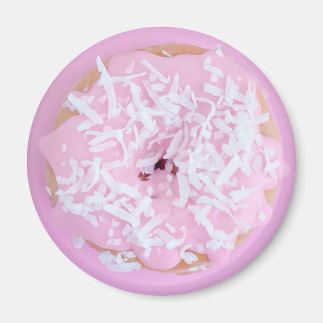 Pink frosting doughnut sprinkles cute magnet (Front)