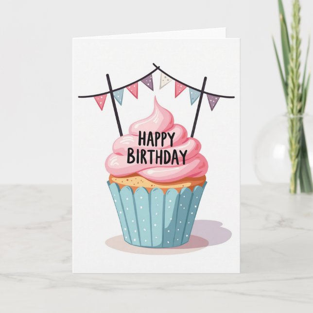 Pink Frosting Joyful Birthday Card (Front)