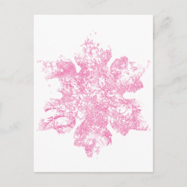 Pink Frosty Snowflake design Postcard (Front)