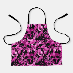 Pink Fruits And Flamingos Pattern Apron