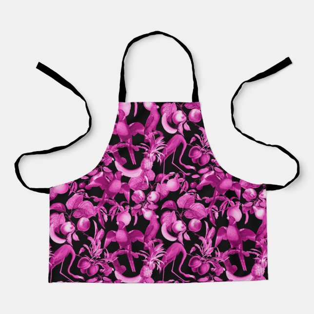 Pink Fruits And Flamingos Pattern Apron (Front)