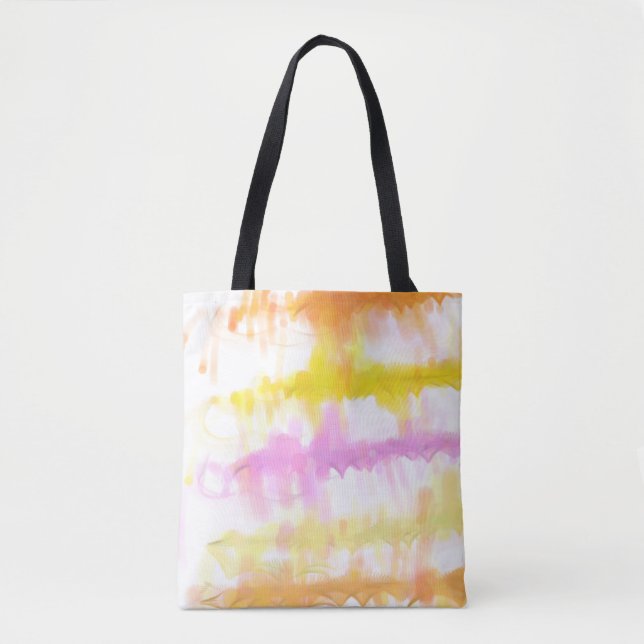 Pink Fruity Pastel Watercolor Paint Splash Tote Bag (Front)