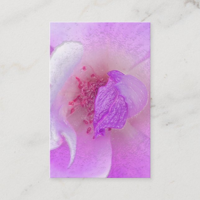 *~* Pink Fuchia Lavender Violet Rose Floral Spa Business Card (Front)