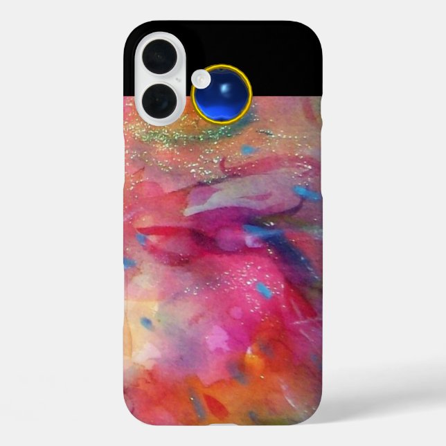 PINK FUCHSIA ABSTRACT Blue Sapphire Gemstone Case-Mate iPhone Case (Back)