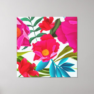 Pink Fuchsia And Red Flowers Canvas Print