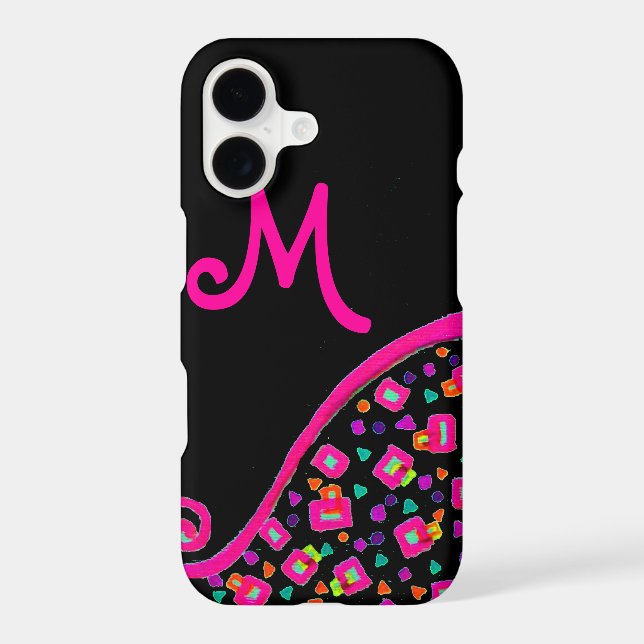 PINK FUCHSIA BLACK ABSTRACT DECO MONOGRAM (Back)