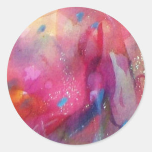 PINK FUCHSIA BLUE ABSTRACT CLASSIC ROUND STICKER