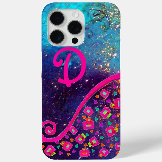 PINK FUCHSIA BLUE ABSTRACT DECO MONOGRAM Case-Mate iPhone CASE (Back)