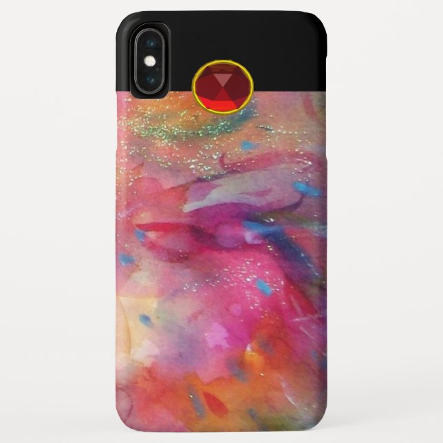 PINK FUCHSIA BLUE ABSTRACT Red Ruby Gemstone Case-Mate iPhone Case (Back)