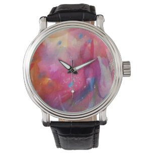 PINK FUCHSIA BLUE ABSTRACT WATCH