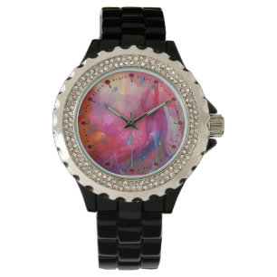 PINK FUCHSIA BLUE ABSTRACT WATCH