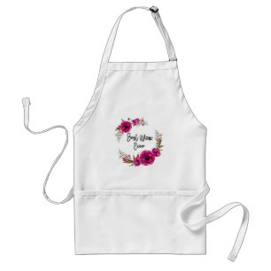 Pink Fuchsia Floral Poppies Wreath Best Mom Ever Standard Apron