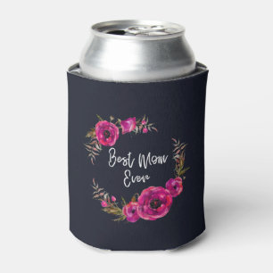 Pink Fuchsia Floral Poppies Wreath Best Mum Ever Can Cooler